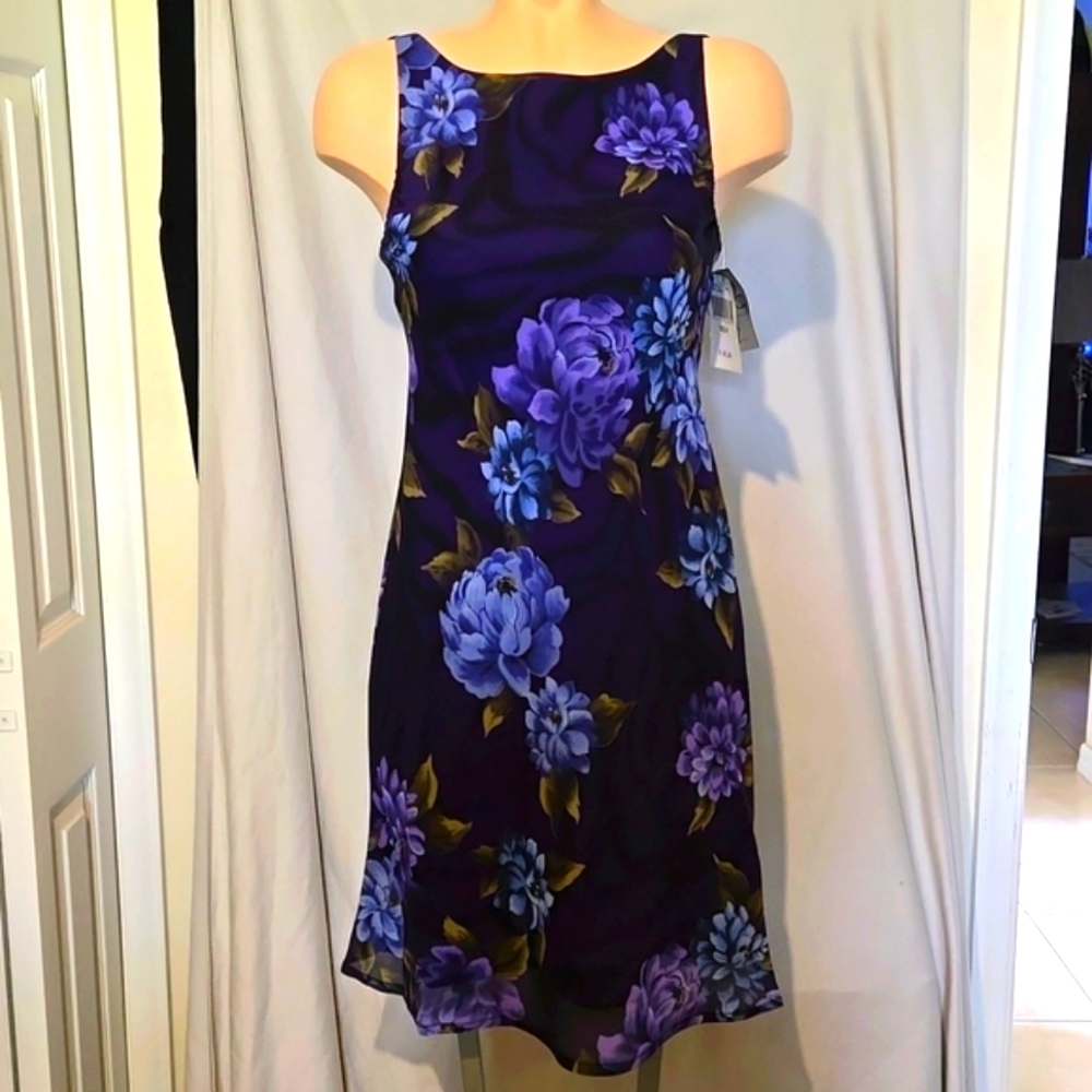 CDC purple floral print sleeveless dress, NEW